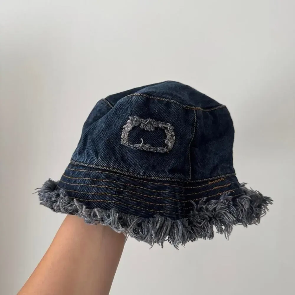 Y2k denim bucket hat with